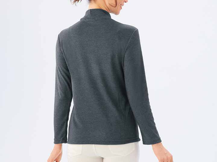 予約　ふわっととろけるハイネックシャツ　チャコール　Ｍ_3