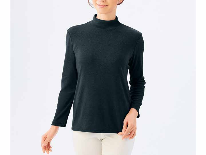 予約　ふわっととろけるハイネックシャツ　ブラック　Ｍ_2