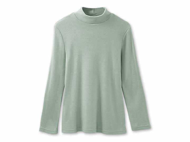 予約　ふわっととろけるハイネックシャツ　モスグリーン　ＬＬ