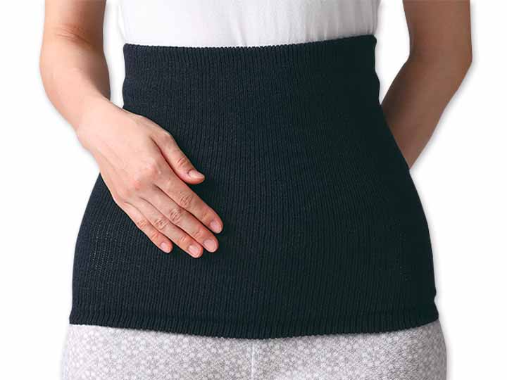 予約　ふわもこ2重編み腹まき　チャコール