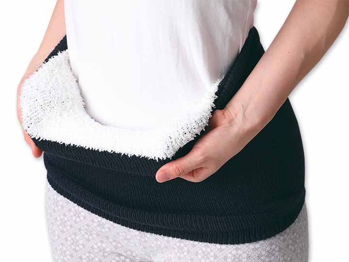 予約　ふわもこ2重編み腹まき　チャコール_2