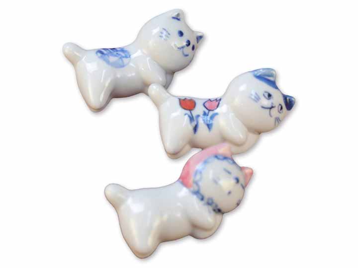 予約　＜瀬戸焼＞手描きねこ箸置　3柄組