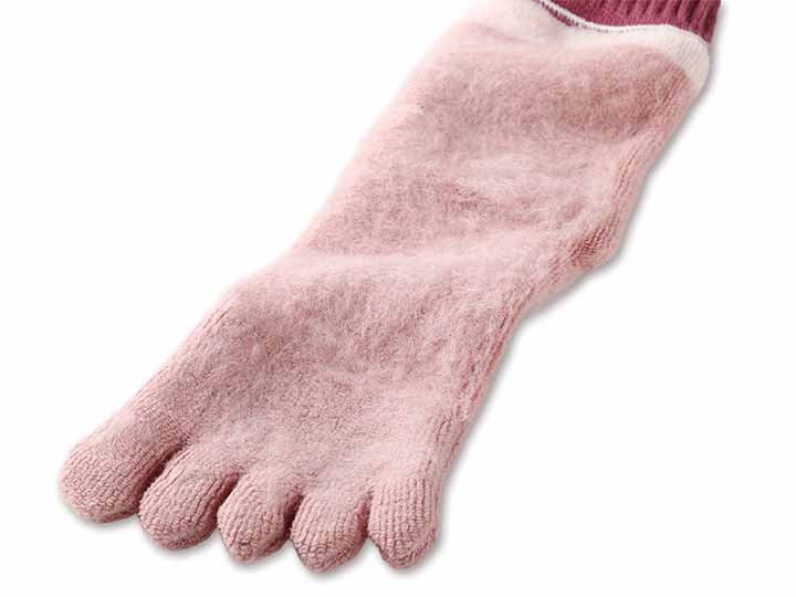 予約　裏起毛パイルびよ〜んすべり止め付5本指ソックス_5