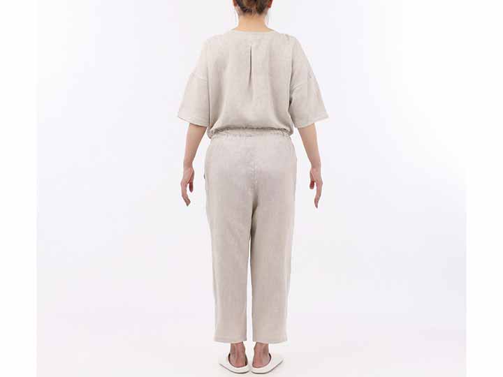 予約　ＬＩＮＥＮ＆ＢＡＳＩＣ　ルームウェア（セットアップ）　オートミール　Ｍ_2