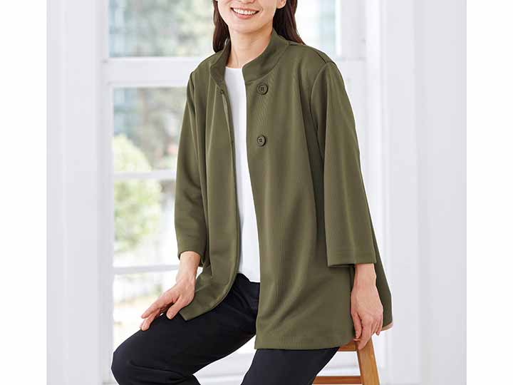 予約 サラッと快適ポンチョ風ジャケット カーキ M〜L_3