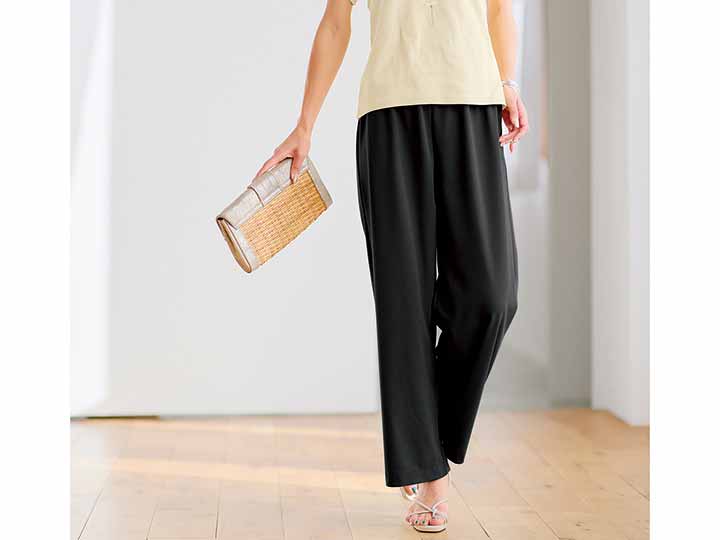 予約　まるで木陰のミラクルワイドパンツ　ブラック　Ｌ_2