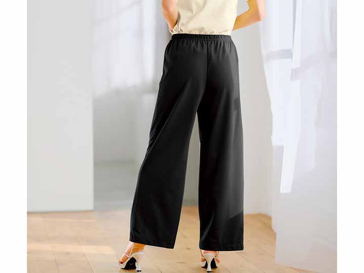 予約　まるで木陰のミラクルワイドパンツ　ブラック　ＬＬ_3