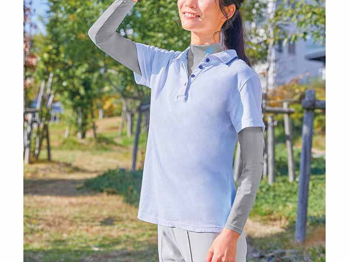 予約　ｅｃｌａＴｓｔｙｌｅアクティブＵＶストレッチシャツ　ライトグレー　Ｍ_2