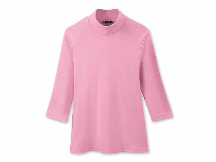 予約　まるで木陰の7分袖ハイネックシャツ　ローズ　Ｍ