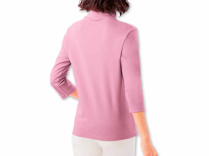 予約 まるで木陰の7分袖ハイネックシャツ ローズ L_3