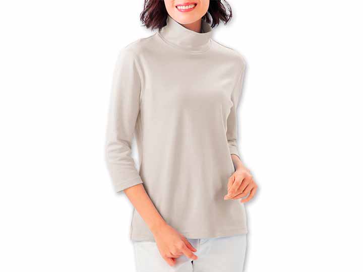 予約　まるで木陰の7分袖ハイネックシャツ　グレー　3Ｌ_2