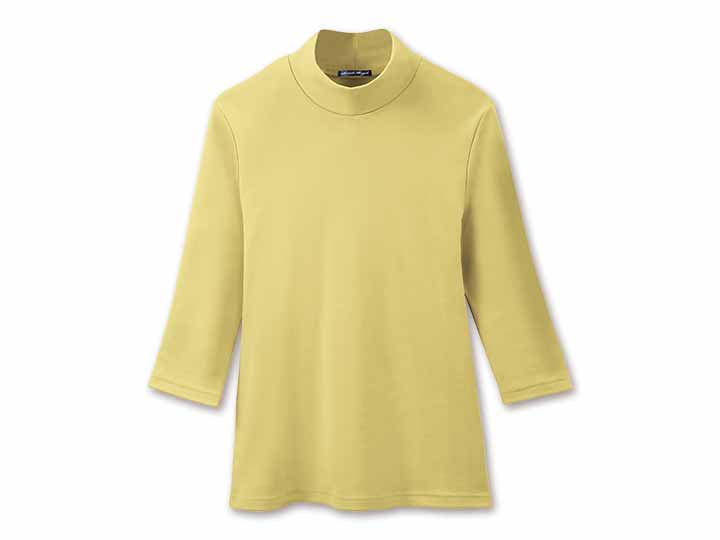 予約　まるで木陰の7分袖ハイネックシャツ　イエロー　ＬＬ