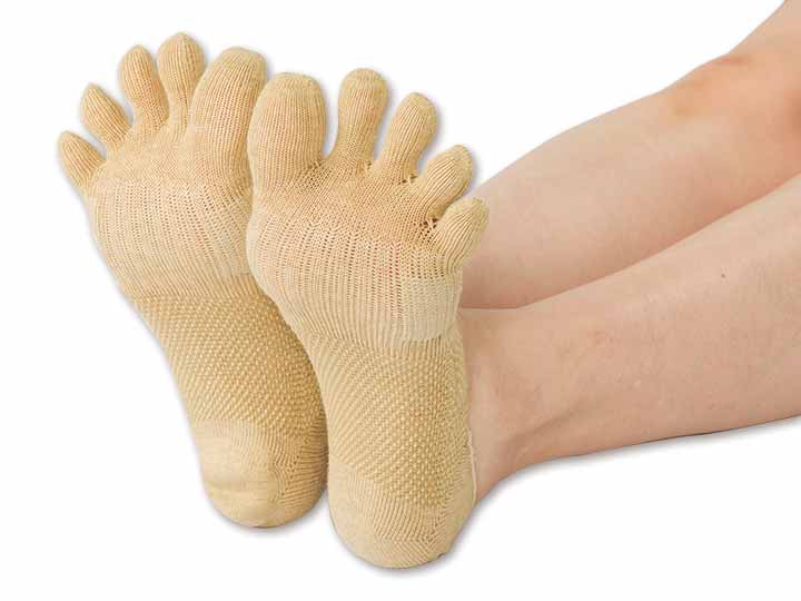 予約　日本製　オーガニックコットン外反母趾ケア5本指カバーソックス_2