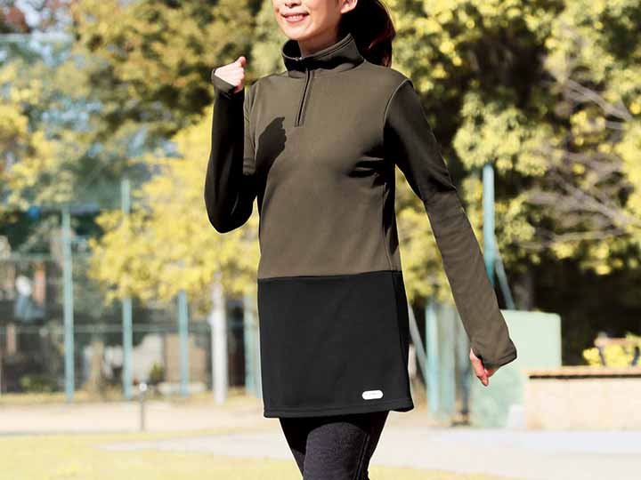 予約　吸汗速乾スポーツチュニック　カーキ　ＬＬ_2