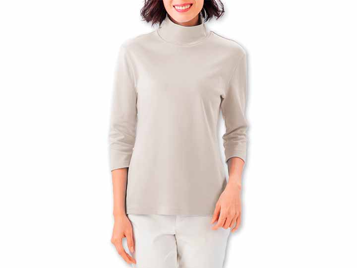 予約 まるで木陰の7分袖ハイネックシャツ グレー M_3