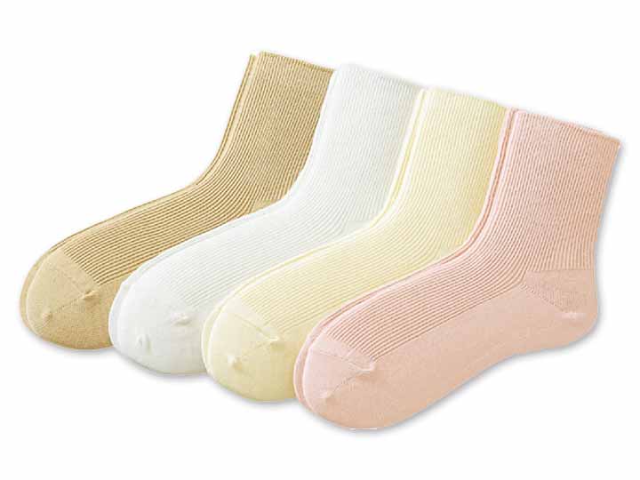 予約　日本製　綿90％リブソックス　ナチュラル　23〜24CM