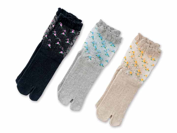 予約　麻混シースルータビ型ソックス