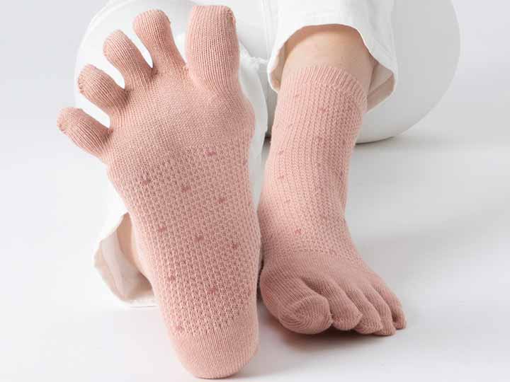 予約　麻混ドット柄5本指ソックス_2