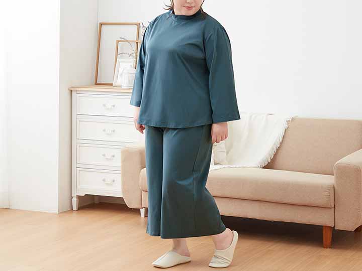 予約 首元カバー楽ちん上下セット(ブルー)3L−4L_2