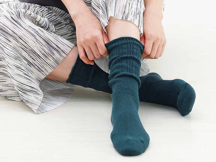 予約　麻混ざっくり編みくつろぎソックス_2