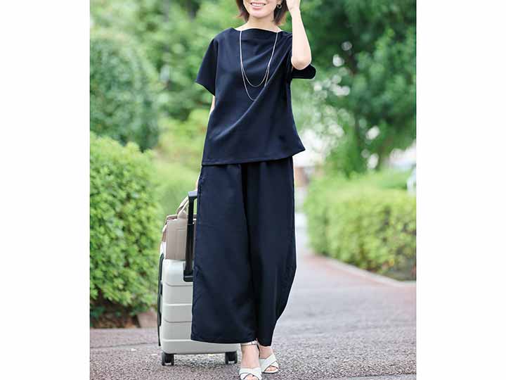 予約　ｅｃｌａＴ　ｓｔｙｌｅ軽くてシワになりにくい！おでかけセットアップ　ネイビー　Ｍ_2