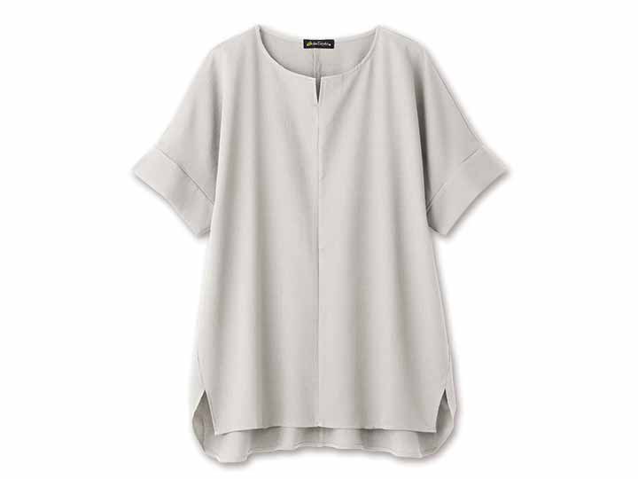 予約　ｅｃｌａＴ　ｓｔｙｌｅ風が通るチュニック　ブラウス　ライトグレー　Ｌ