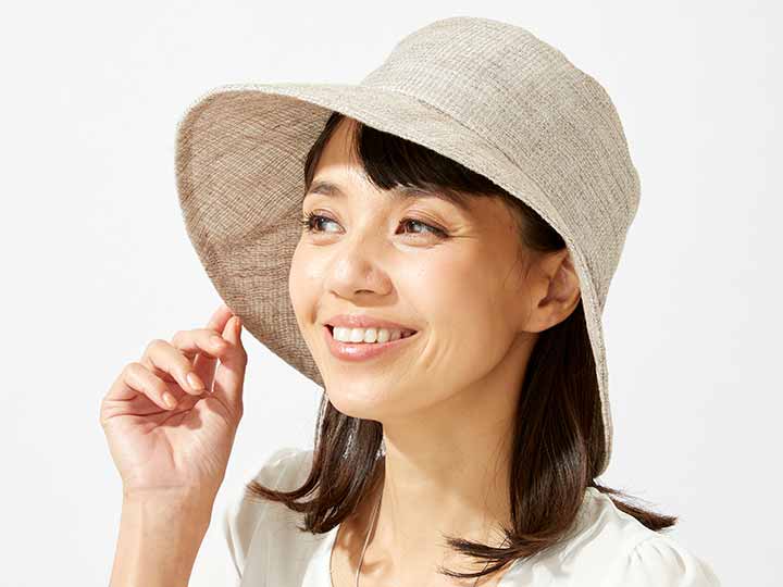 予約　近江の麻　お出かけ日よけ帽子　ベージュ