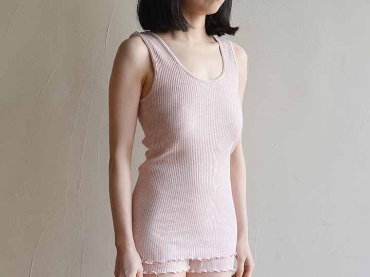予約　リブカップ付きタンクトップ　ピンク