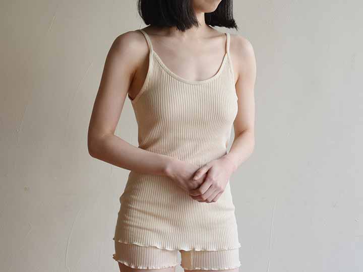 予約　リブキャミソール　オフホワイト