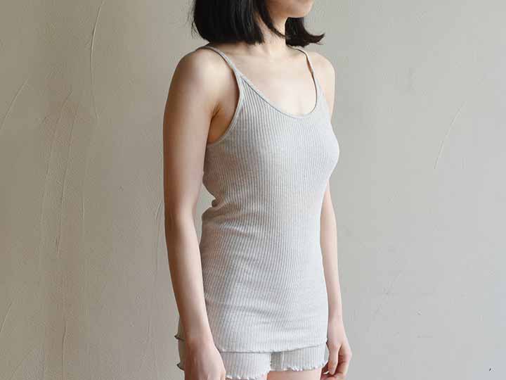 予約　リブキャミソール　グレー