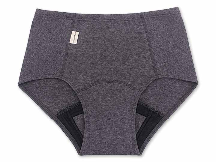 予約　ナチュラムーン　オーガニックコットン　吸水ショーツ　チャコールグレー　Ｌ−ＬＬ