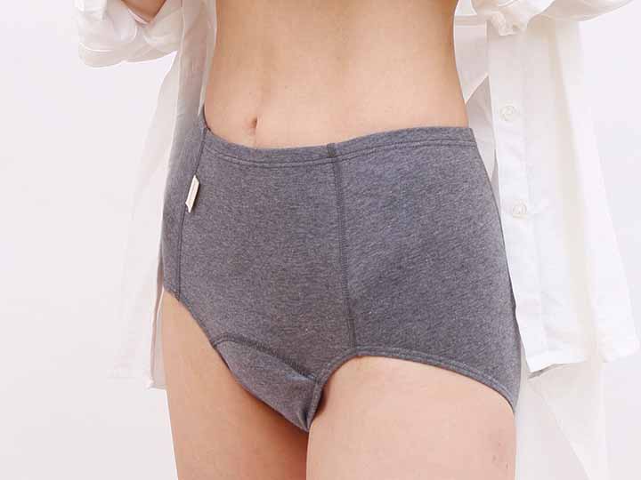 予約 ナチュラムーン オーガニックコットン 吸水ショーツ チャコールグレー L−LL_2