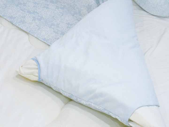 花柄ガーゼのふとん衿カバー　ミントブルー_2