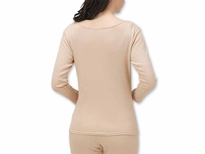 予約　綿100％あったか発熱8分袖インナー（ベージュ）Ｍ_3