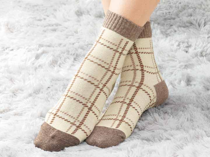 予約　あったかツイードネップチェック柄ソックス_2