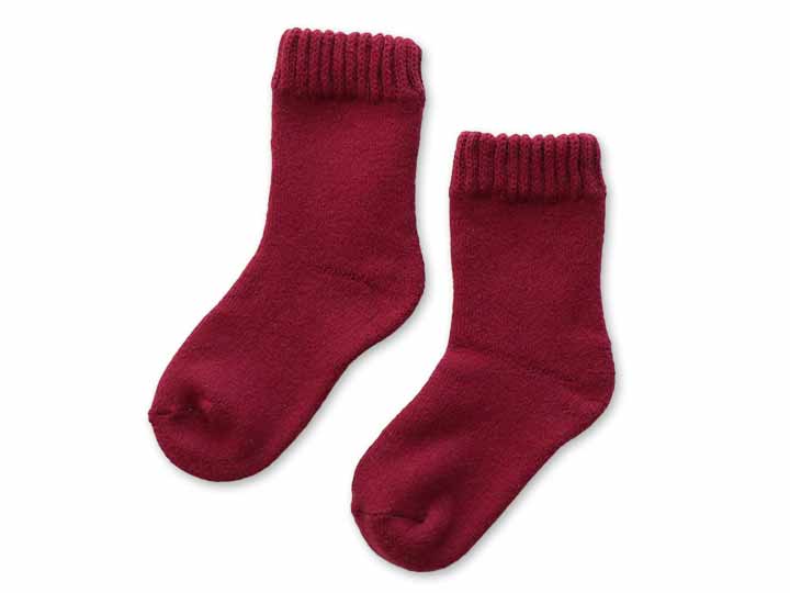 予約　極暖シルク　厚手のパイル靴下　紅色