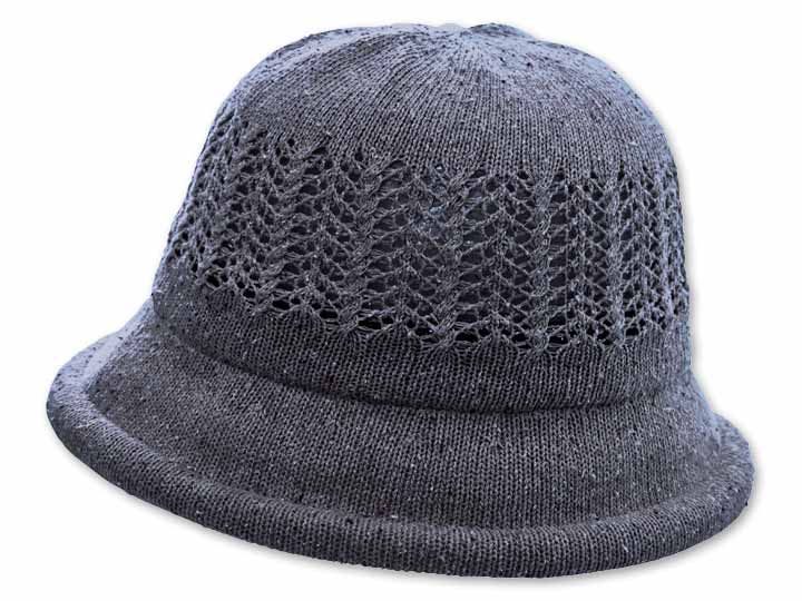 予約　絹のやわらかレースハット　ネイビー