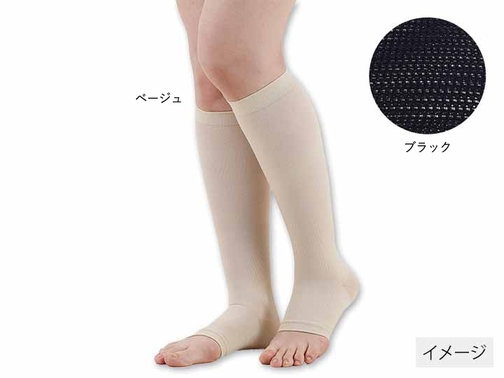 予約　血行足進がんばるわたしを支える着圧メッシュサポーター　ブラック　Ｍ
