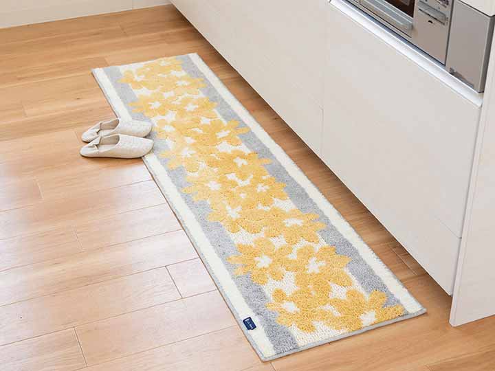 予約　ラ・エミーズ　クッカ　キッチンマット　45×180CM　イエロー_2