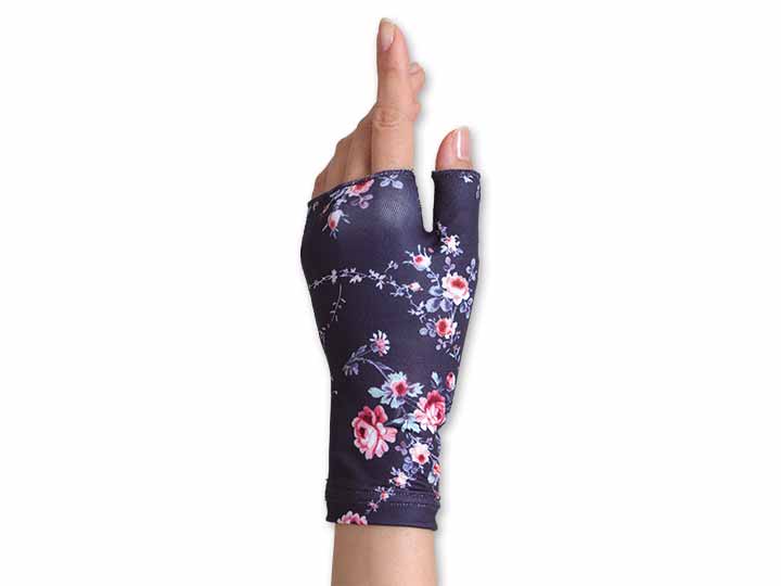 予約　腱鞘関節花柄サポーター　ネイビー