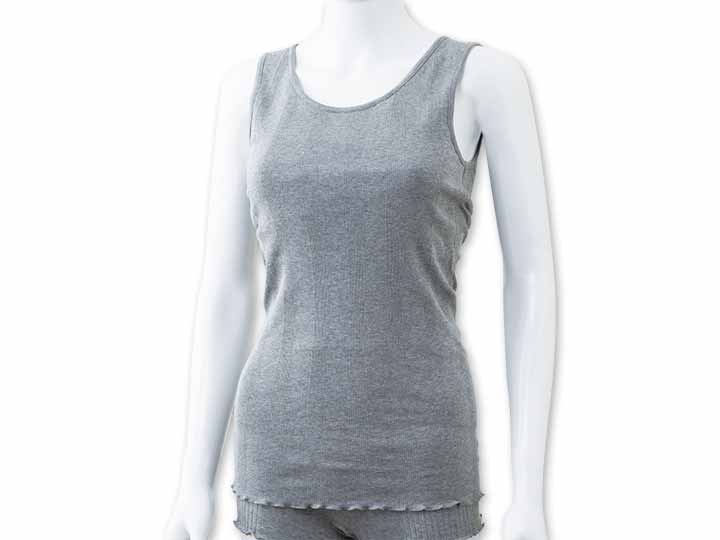 予約　オーガニックコットン　リブフライス　パッド付タンクトップ／グレー