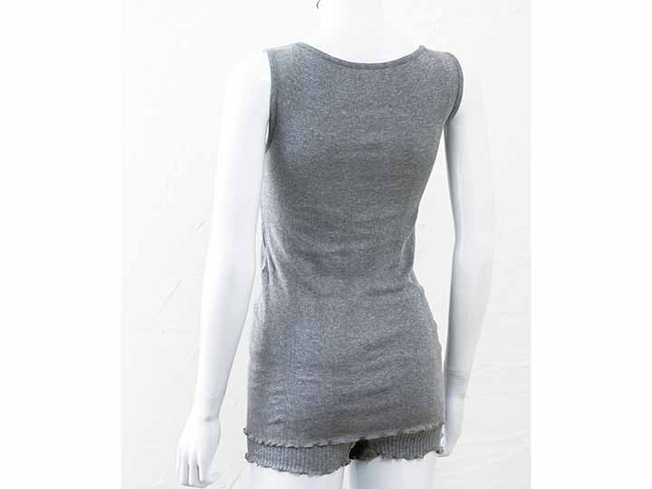 予約　オーガニックコットン　リブフライス　パッド付タンクトップ／グレー_2