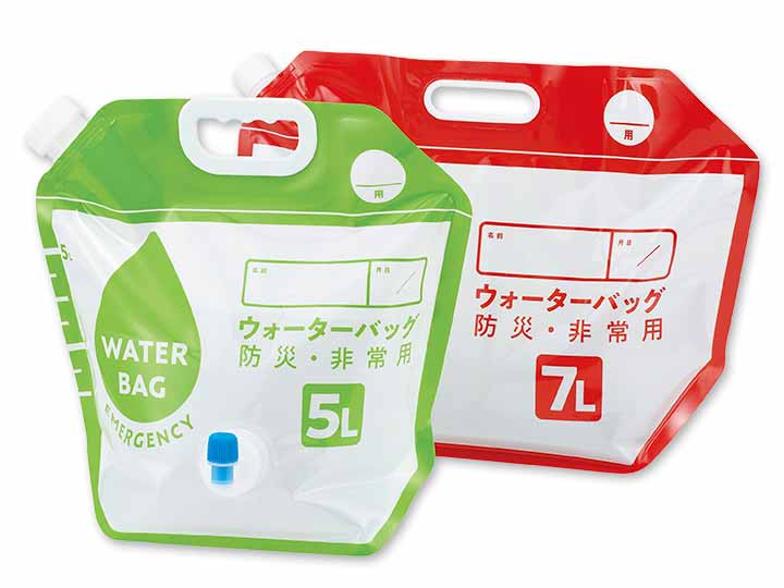 予約　小さく保存！たためるウォーターバッグ蛇口付5Ｌ・蛇口無し7Ｌセット