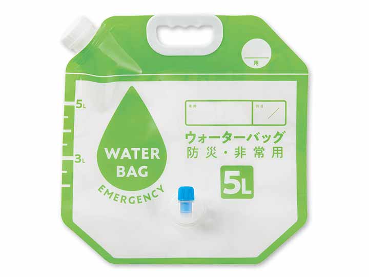 予約　小さく保存！たためるウォーターバッグ蛇口付5Ｌ・蛇口無し7Ｌセット_2