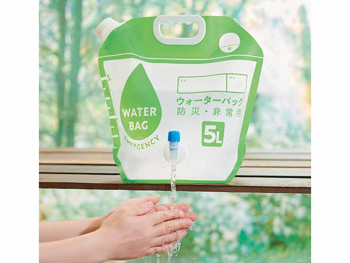予約　小さく保存！たためるウォーターバッグ蛇口付5Ｌ・蛇口無し7Ｌセット_4