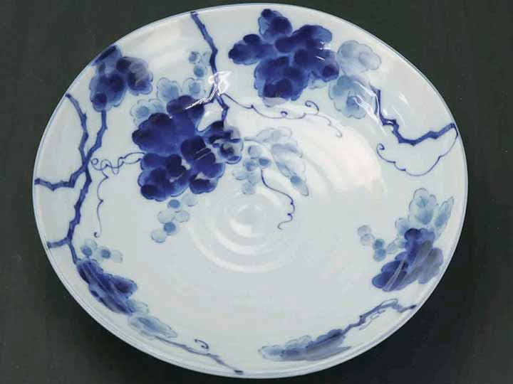 予約　美濃焼藍染葡萄麺皿　すのこ付き　3枚組_4