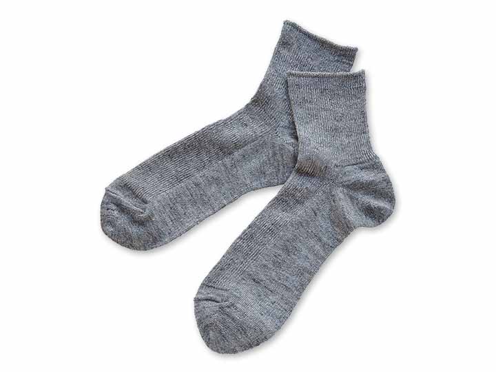 予約　リネンコットンソックス　グレー