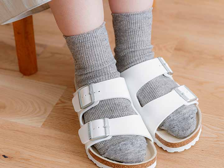 予約 リネンコットンソックス グレー_2