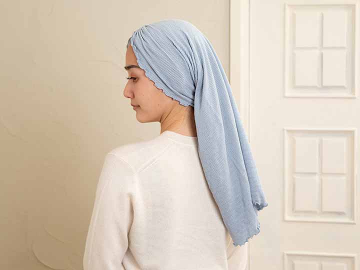 予約 prakritiシルクのナイトキャップ スモーキーブルー