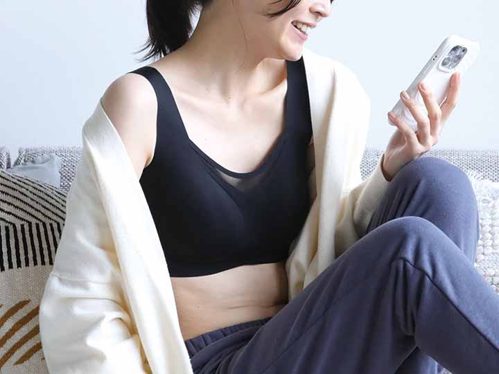 予約　ＲＡＫＵＮＡ　整体ストレッチ感覚磁気ブラ　ブラック　ＬＬ_4